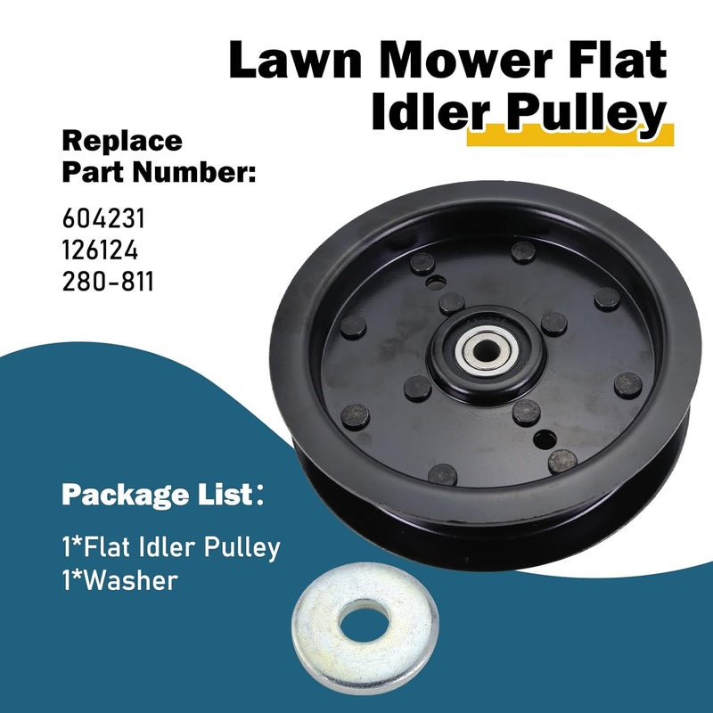 Xiaoyudou Lawn Mower Flat Idler Pulley Compatible with Hustler Raptor 52", Raptor Flip-Up, Raptor SD 48" 54" 60" Replaces 604231 126124 280-811 - Image 2